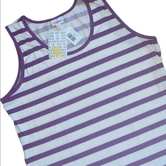 LuLaRoe Womens 3XL White & Purple Striped Tank Top Sleeveless Layering Plus Size - Picture 3 of 11